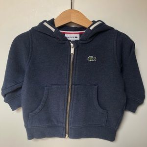 Lacoste Navy Blue Zipped Hoodie, Size 1 (12-18m)